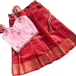 picksparrow Baby Girl Pattu pavadai/Lehenga Choli/Festive Indian wear (Cotton Silk)-picture-18