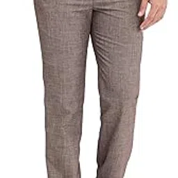 park avenue Men's Regular Fit Structure Pattern Polyester Viscose Blend Flat Front Trouser-picture-29