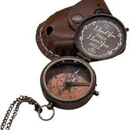 to My Husband, Brass Engraved Compass Gift to My Husband, Gift to Husband from Wife, for Husband, Wedding Groomsman Gift, Compass with Leather Case-picture-19