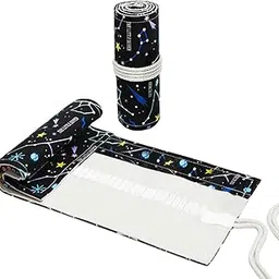 PATPAT® 48 Holes Canvas Pencil Wrap Case for Adults and Kids, Colored Pencil Roll Up Canvas Pouch Package for Sketching Drawing Writing Storage-constellation (Night Sky(48 holes))-picture-24