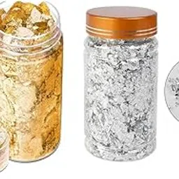 M.F.H Silver and Gold Flakes for Resin Art (10 Grams, Silver Colour)|Flakes for Resin Art, Cake Art, Nail Art-image-54