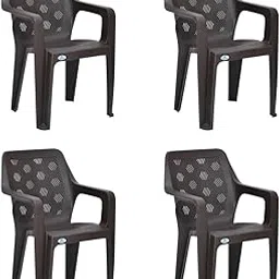 Nilkamal Plastic Chair with Arm |Set of 4| 3 Year Warranty | for Home, Living Room, Outdoor | Season Rust Brown Colour | Hexa-image-82