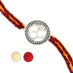 njels Unisex-Adult 925 Pure Silver Rakhi For Brother Original Silver Antique Oxidised Om Rakhi For Brother Pure Cotton Fancy Rakhi For Brother (Bis Hallmark Stamped)-picture-21