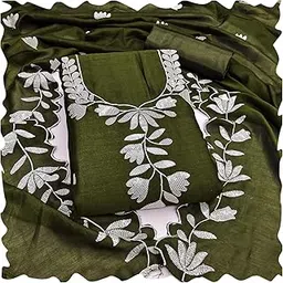 hmp fashion Women's Vichitra Silk embroidery thread work unstitched Dress Material for women pakistani punjabi churidar material ladies Dress Material with dupatta-picture-55