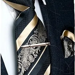 jemygins Mens Floral Necktie and Pocket Square Tie Clip Sets for Men-picture-36