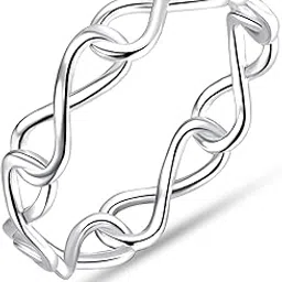 925 Sterling Silver Finger Ring for Women | BIS Hallmarked High Polish Infinity Symbol Statement Wedding Band Engagement Rings | (Ring Size - 6,7,8 No.)-image-35
