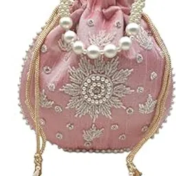 byra Pearl Handwork Silk Potli Bag for Women Bridal Bag-picture-11