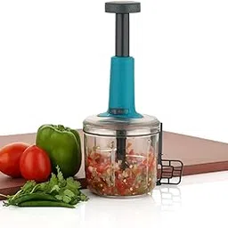Manual Push Chopper, 1200 ml, Extra Sharp Stainless Steel 6 Blades, Heavy Plastic Material, Stylish Locking System, Unbreakable Transparent Container-picture-30