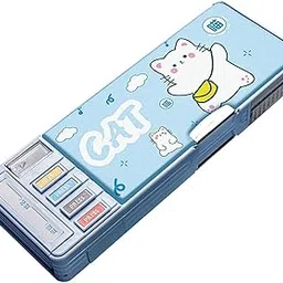 Zollyss Plastic Multifunctional Pencil Box for Kids, Kids Pencil Box for Boys & Girls, Magnetic Pencil Box for Boys, Pencil Case for Kids (Random Color) (Cat)-picture-66