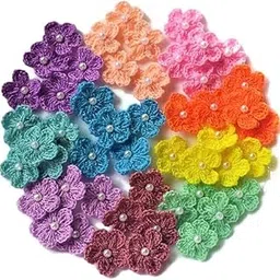 The Lovely Creations Crochet Small Beaded Flowers for Home Decoration and Jewelry Making Multi Coloured Set of 25-picture-23