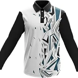 lookswala Unisex Adult Collar Neck Printed Design Sportswear T-Shirt with Full Sleeves | Regular Dry Fit Gym Cycle Yoga Fitness Sports Tee-picture-17
