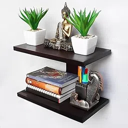 Wooden Wall Mount Tv Set Up Box Stand Wall Shelves Wooden Wall Shelf (Number of Shelves - 2) (Brown)-picture-19
