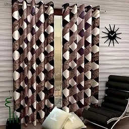 Galaxy Home Decor Polyester Cross Printed Curtains for Door 7 Feet, Pack of 1, Brown (1Pc, Brown, 7 Feet)-image-20