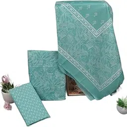 kwatchi Women's Cotton Jaipuri Hand Block Print Unstitched Ethnic Suit Material With Mulmul Dupatta(Peach)-picture-52