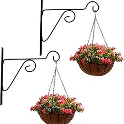 N.A Supplier Wall Mounted Metal Bracket for Pots Hanging Hook, Birds Feeders, Flower Baskets, Planters, Lanterns, Indoor/Outdoor Use- Black Set of 2-image-45