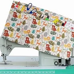 GREEN DECOR Printed Felt Fabric Sewing Machine Cover For Domestic & Industrial with 3 Storage Pockets,Tailoring Silai Machine with Most Standard Juki Jack Usha(MultiColor 21X8.5X11 Inch) Piece Of 1-image-14