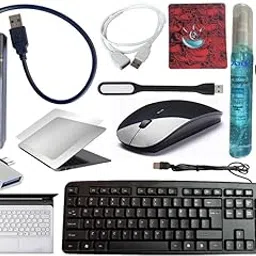 Anjo 10 in 1 Combo of Wired Keyboard, Wireless Mouse, Anti-Skid Mouse Pad, USB Hub 3.0, 3 in 1 Cleaning Kit, OTG 2in1 Micro & C, Extension Cable 1.5m, USB Light, Laptop Lid & Trackpad Lamination-picture-16