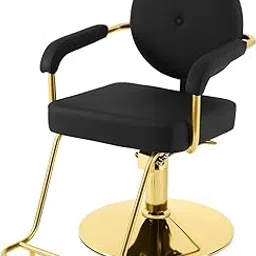Artist hand Salon Chair for Hair Stylist, Hydraulic Barber Chair 360° Swivel Hair Stylist Chair, Thick Seat with Foot Rest Comfortable Salon and Spa Beauty Equipment Black and Gold-picture-18