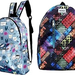 wecroo Backpack Set of 2, Cat Print and Geometric Pattern Design, Casual Daypack College School Tuition Office Travel Bag, Women's Trendy Lightweight Backpack (Grey,Multi)-picture-52