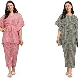 nainvish Cotton Blend Ethnic Kaftan Co Ord Pant Set | Casual Wear Kaftan Pant & Top Set | Fancy Kaftan Top & Pant Set | | Women Top & Pant (Pack Of 2)-picture-43