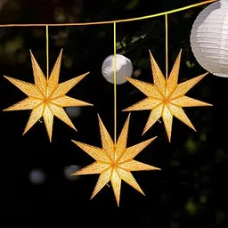 Hanging Star for Christmas, 24 Inch Stars for Decorate Outdoor-Indoor with Paper Lanterns, 9 Leaf Paper Star for Christmas CSG-1 (4, Red1) (3, Golden2)-image-9