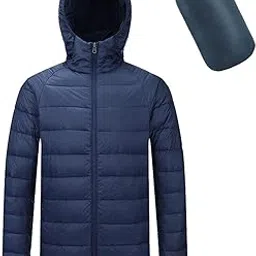 CALANDIS Men's Winter Ultralight Duck Down Jacket Puffer Standard Length Coat Dark Blue Large-picture-18