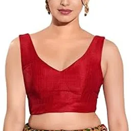 vamas Women's Silk Padded Self Design Sleeveless Readymade Saree Blouse (X-1092.NS)-picture-51