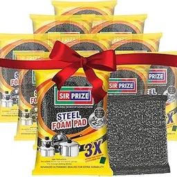 Sir Prize Steel Foam Scrubber/Sponge Wool Scrubber with Steel Loops for Tough Oily Stains Dish Wash Scrub (Pack of 12)-picture-27