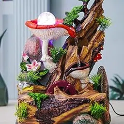 CHRONIKLE Polyresin Tabletop 3 Steps Indoor Water Fountain for Home Decor with LED Light, Speed Controller Pump & Crystal Ball (Size: 24.5 x 19.5 x 38CM |Color: Multi | Weight: 1920 Gram)-picture-24