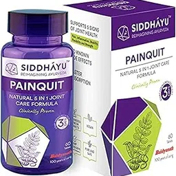Siddhayu Painquit Joint Care - 60 Tablets (From the house of Baidyanath) Ayurvedic Pain Killer I Bones & Joint Support With Boswellia Serrata-image-11