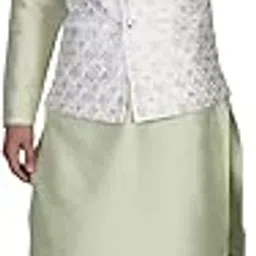 ethluxis Men's Silk Blend Kurta Churidar Pyjama with Premium Ethnic Bundi Jacket-picture-17
