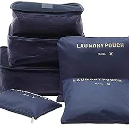 Drumstone 10 𝒀𝒆𝒂𝒓𝒔 𝑾𝒂𝒓𝒓𝒂𝒏𝒕𝒚 6 Pcs Lightweight Packing Cubes Set | Foldable Travel Luggage Organizers, Compression Storage Bags for Clothes, Laundry & Accessories – Navy Blue-image-31