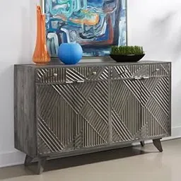 Rustic Farmhouse 4 Door, 2 Drawer Cabinet/Console Table, Distressed Grey Finish. Panache Art and Craft-image-15