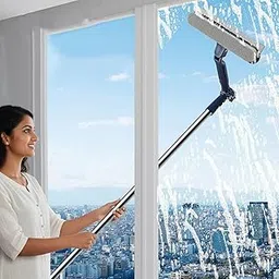 HASTHIP® 47'' Window Cleaning Tool with Scraper & Microfiber Head, 2-in-1 Multifunctional Glass Cleaner Squeegee, 180 ° Rotatable Head, Streak-Free Window Wiper for Home, Car & High Windows-image-24