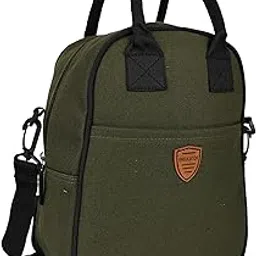 Ensulator Hot & Cold Sling Canvas Lunch Bag With Bottle Holder & Outer Pocket | Tiifin Box, Food Carry Bag For Office, Travel, College (Olive Green), 300 Milliliter - 300 Ml-picture-67