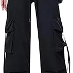 dta fashion Women’s Cargo Pants High Waist Baggy Trousers with Side Pockets | Loose Fit Streetwear Joggers | Trendy Wide Leg Pants-picture-49