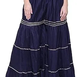 pi world Women Rayon Relaxed Fit Casual Gotta Patti Flared Garara Sharara Palazzo Pant-picture-11