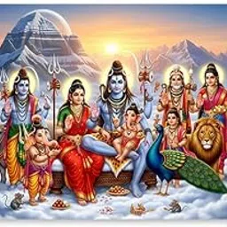 Shiv Parivar Fridge Magnet Matte Finish Shiva Parvati Ganesha Kartikeya Nandi Kailash Magnet Hindu God Spiritual Home Decor Religious Return Gifts Temple Decoration Size : 8.2 x 5.2 CM-picture-14