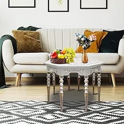 DECKZA Solid Mango Wood Center Table for Living Room, Drawing Room, and Office | Elegant Finish | Wooden Center Coffee Table with Storage. (White)-picture-24