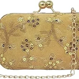 Vintage Evening Clutch, Black and Gold Velvet Floral Embroidered Purse with Detachable Chain Strap, Kiss Lock Closure, Western Style Party Handbag for Women, 18x11x6 cm-image-14