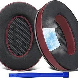 SoloWIT Cooling-Gel Ear Pads Cushions Replacement, Earpads for Bose QuietComfort 35 (QC35) and Quiet Comfort 35 II (QC35 II) Over-Ear Headphones, Noise Isolation Foam - Burgundy-image-83