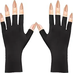 URBANMAC UV Nail Gloves: Professional UPF50+ Gel Manicure Protection - Art Skin Care Fingerless Gloves for Gel Nail Lamp (BLACK)-picture-23