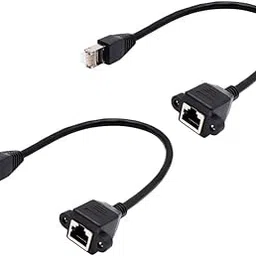 fdealz® [ 30 CM / 2 Pieces RJ45 Male to Female Extension Cable with Screw Panel Mount Extension Cable For Cat5 Cat5e Cat6 Cat6e Cat7 Network Ethernet Cable-picture-28