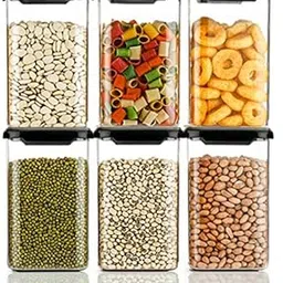 Clazkit Air Tight Modular Containers Storage Set For Kitchen, Pantry Organization, Bpa-Free, Dishwasher Safe (Pack Of 6, Black, 1500 ml, Plastic)-picture-25