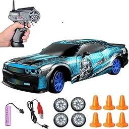 Rc Drift Remote Control Car 1:24 Scale, High-Speed, 4Wd, Led Lights, Rechargeable Racing Car, Drifting Tires, 2.4Ghz, for Kids (RC Ghost Drift - Multicolor)-picture-35