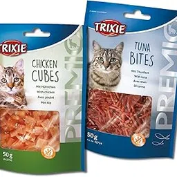 Trixie Cat Treat Combo of Premio Chicken Cubes and Premio Tuna Bites, Nutrient Rich Treats for Cats, Suitable for All Breeds (Pack of 2)-picture-54