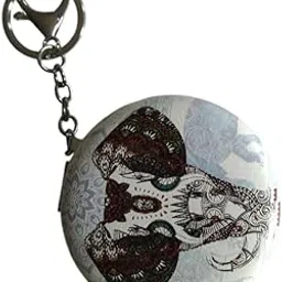 Round Pocket Mirror with Keychain, Cute Elephant Print Double-Sided Makeup Mirror for Purse, Travel & Cosmetic Use, for Girls-picture-37