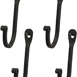 Single Prong Wrought Iron Hooks – Rustic Curved Metal Fasteners – Decorative Colonial Wall Décor Set (Set of 4)-picture-18
