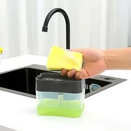 COOFANDY Multi-Functional 2 in 1 Soap Pump Plastic Dispenser, Bathroom Washing Storage Box Cleaning Kit, Large Capacity with Sponge, Durable & Rust Proof, 1 Hand Operation, Press Hand Pump Dispenser-picture-29