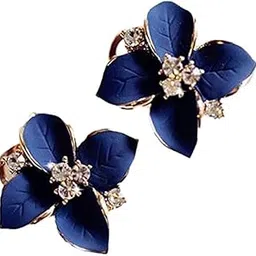 shining diva fashion Enamel Blue Flower Fancy Tops Stud Earrings for Women and Girls (Blue) (8540er)-picture-12
